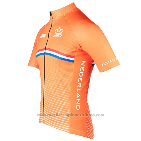 2017 Abbigliamento Ciclismo Paesi Bassi Arancione Manica Corta e Salopette